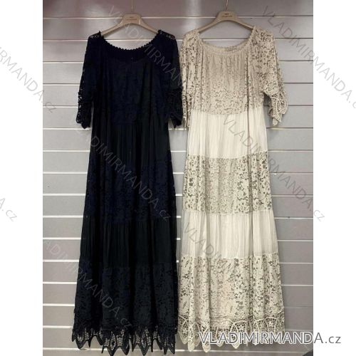 Women's Summer Long Lace Short Sleeve Dress (S/M ONE SIZE) ITALIAN FASHION IMWGB232148