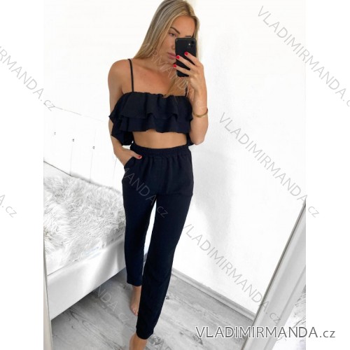 Summer elegant pants set and women's top (S / M ONE SIZE) ITALIAN FASHION IMWG221626 S/M black