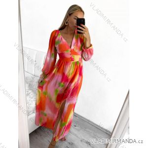 Women's Long Chiffon Short Sleeve Dress (S/M ONE SIZE) ITALIAN FASHION IMWGS231048