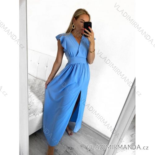 Summer short sleeve summer dress (S / M ONE SIZE) ITALIAN FASHION IMWY21019 S/M Light blue