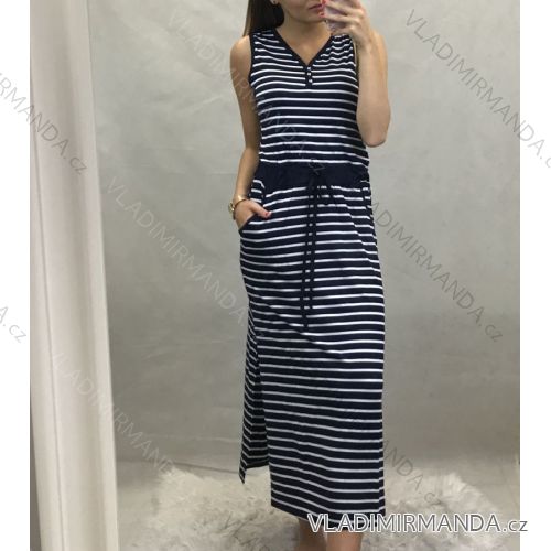 Šaty letní na široká ramínka dámské dlouhé proužek (vel s/m-l/xl) ITALSKá MóDA IM620949 S/M blue-white stripe