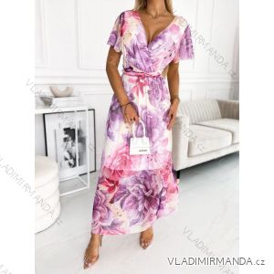 Women's Long Summer Elegant Short Sleeve Dress (S/M ONE SIZE) ITALIAN FASHION IMWGB232235