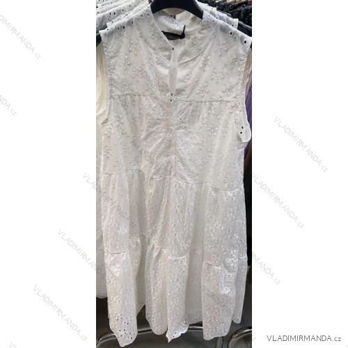 Women's Summer Lace Cotton Shirt Sleeveless Dress (S/M ONE SIZE) ITALIAN FASHION IMM23M5215