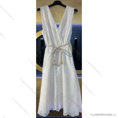 Women's Summer Lace Cotton Sleeveless Dress (S/M ONE SIZE) ITALIAN FASHION IMM23M9506