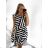 Women's short summer icecool sleeveless dress (S/M ONE SIZE) ITALIAN FASHION IMM23177 S/M Black and white