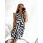 Women's short summer icecool sleeveless dress (S/M ONE SIZE) ITALIAN FASHION IMM23177 S/M Black and white