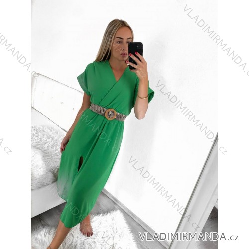 Šaty košilové dlouhý rukáv dámské (S/M ONE SIZE) ITALSKÁ MÓDA IMWB22192 S/M Green