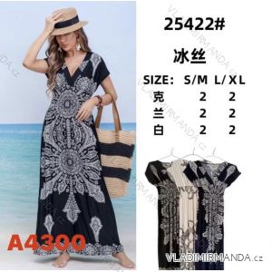 Women's long elegant icecool short sleeve dress (S/M, L/XL) AINUOSI ITALIAN FASHION IMB2325422