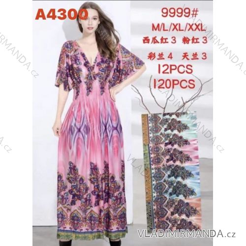 Women's long elegant icecool short sleeve dress (M/L, XL/2XL) AINUOSI ITALIAN FASHION IMB239999