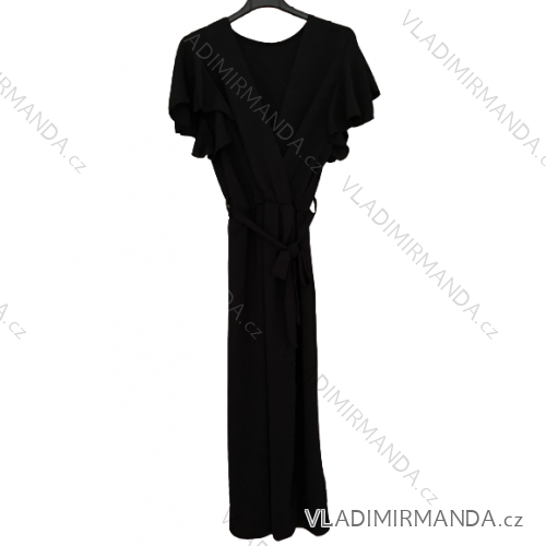 Women's Long Summer Short Sleeve Dress (S/M ONE SIZE) ITALIAN FASHION IMD23430 S/M black