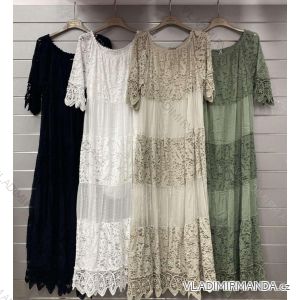 Women's Long Summer Lace Short Sleeve Dress (S/M ONE SIZE) ITALIAN FASHION IMWGS232367