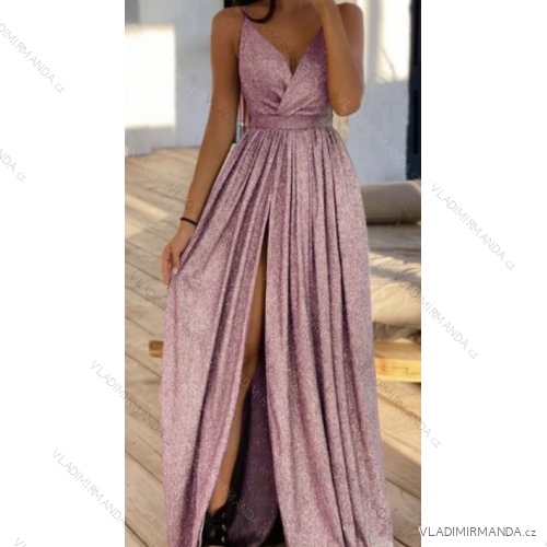 Women's Long Summer Elegant Party Sparkly Sequin Strap Dress (S/M ONE SIZE) ITALIAN FASHION IMPBB23C23703