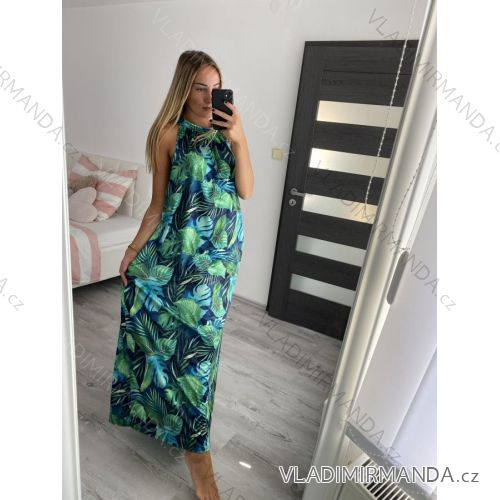 Long Sleeveless Summer Icecool Women's Dress (S / M / L ONE SIZE) ITALIAN FASHION IMM22637 ML Green