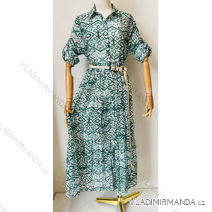 Women's Long Summer Shirt Dress Short Sleeve (S/M ONE SIZE) ITALIAN FASHION IMPEM23G205-5