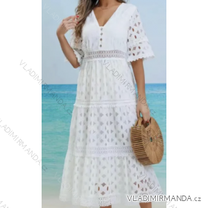 Women's Long Summer Boho Lace Short Sleeve Dress (S/M ONE SIZE) ITALIAN FASHION IMPEM2325880