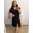 Women's Long Sleeve Shirt Dress (S/M ONE SIZE) ITALIAN FASHION IMWGM23447 XL/2XL black