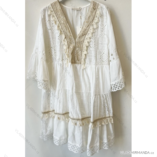 Women's Summer Boho Lace 3/4 Long Sleeve Dress (S/M ONE SIZE) ITALIAN FASHION IMPEM235687