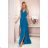 Women's Plus Size (42-48) Long Elegant Party Dress With Wide Straps FRENCH FASHION FMPEL23VELVETQS M blue