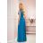 Women's Plus Size (42-48) Long Elegant Party Dress With Wide Straps FRENCH FASHION FMPEL23VELVETQS M blue