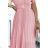 465-3 MIA Pleated midi dress with a wide belt - dirty pink