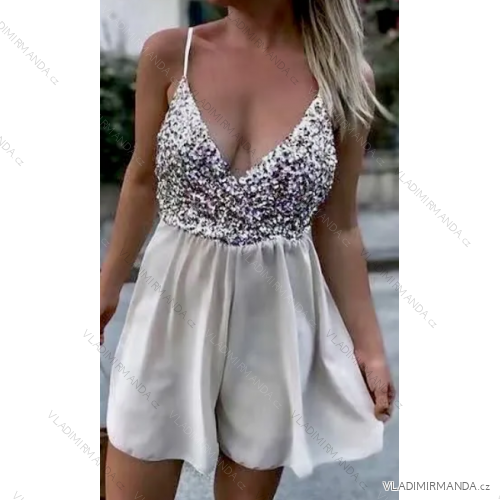 Women's Summer Elegant Sparkly Sequin Strap Dress (S/M ONE SIZE) ITALIAN FASHION IMPBB23O770