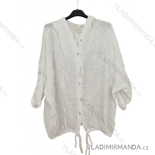 Shirt extended 3/4 long sleeve women's (L/XL/2XL ONE SIZE) ITALIAN FASHION IM423025 3xl / 4xl white