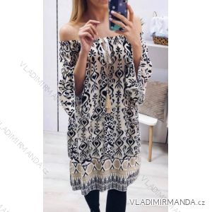 Women's Carmen 3/4 Long Sleeve Summer Dress (S/M ONE SIZE) ITALIAN FASHION IMWAD232498