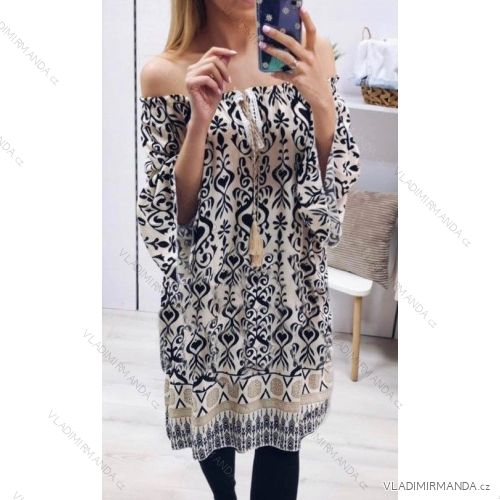 Women's Carmen 3/4 Long Sleeve Summer Dress (S/M ONE SIZE) ITALIAN FASHION IMWAD232498