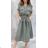 Women's Summer Linen Dress with Belt Short Sleeve (S/M ONE SIZE) ITALIAN FASHION IMWAD232502