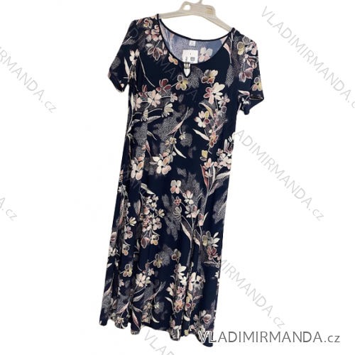 Women's Plus Size Long Short Sleeve Dress (46-52) POLISH FASHION PMD23FLOWER-1