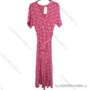 Long Summer Short Sleeve Women's Polka Dot Dress (S/M ONE SIZE) ITALIAN FASHION IMC23270/DUR