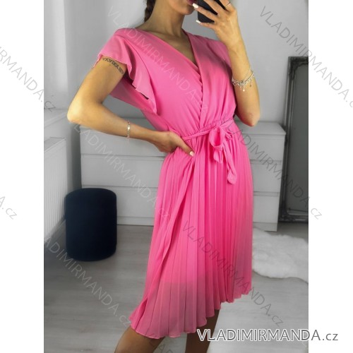 Women's summer short sleeve dress (S/M ONE SIZE) ITALIAN FASHION IM323355/DU S/M pink