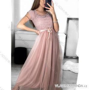 Women's Long Lace Casual Short Sleeve Dress (S/M ONE SIZE) ITALIAN FASHION IMM23M9108