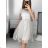 Women's Lace Cotton Short Sleeve Dress (S/M ONE SIZE) ITALIAN FASHION IMM23M7267 S/M white