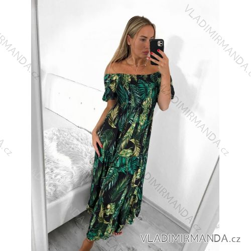 Carmen summer summer shoulder dress (UNI S / M) ITALIAN FASHION IMM20628 S/M Green