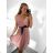 Women's short summer icecool sleeveless dress (S/M ONE SIZE) ITALIAN FASHION IMM23177 S/M Old-pink