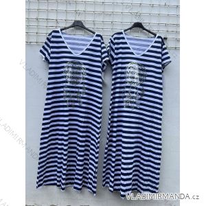 Long Summer Short Sleeve Women's Stripe Dress (S/M ONE SIZE) ITALIAN FASHION IMD23500