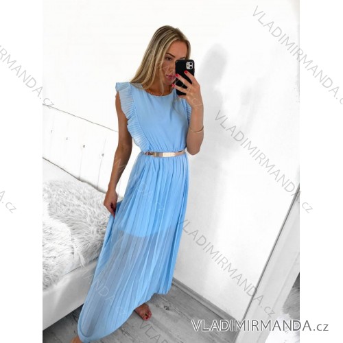 Summer short sleeve summer dress (S / M ONE SIZE) ITALIAN FASHION IMWY21019 S/M Light blue