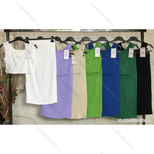 Women's Long Sleeve Crop Top Summer Skirt Set (S/M ONE SIZE) ITALIAN FASHION IMPGM235248/5755