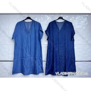 Women's Plus Size Summer Denim Short Sleeve Dress (XL/2XL ONE SIZE) ITALIAN FASHION IMWC232591