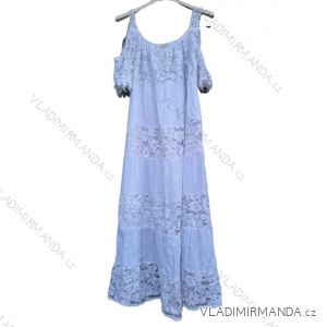 Women's Long Summer Boho Lace Strapless Dress (S/M ONE SIZE) ITALIAN FASHION IM823011