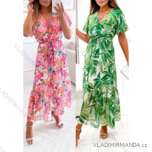 Women's Long Chiffon Short Sleeve Dress (S/M ONE SIZE) ITALIAN FASHION IMWGS231048