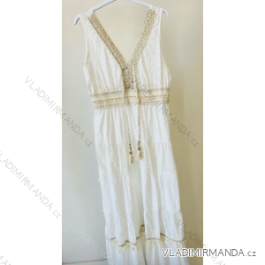 Women's Long Summer Boho Lace Sleeveless Dress (S/M ONE SIZE) ITALIAN FASHION IMPEM236165