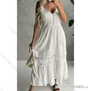 Women's Long Summer Boho Lace Strapless Dress (S/M ONE SIZE) ITALIAN FASHION IMPGM236406