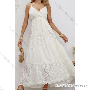 Women's Long Summer Boho Lace Strapless Dress (S/M ONE SIZE) ITALIAN FASHION IMPGM236416