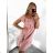 Women's elegant party long sleeve dress (S/M ONE SIZE) ITALIAN FASHION IM322282 S/M Old-pink