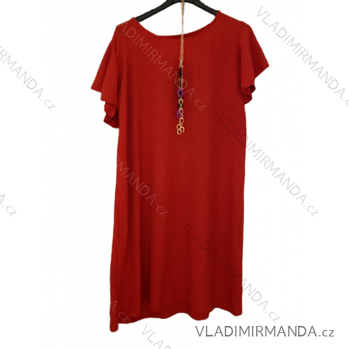 Women's Elegant Glitter Long Sleeve Dress (S/M/L/XL ONE SIZE) ITALIAN FASHION IMBM22010 L/XL red