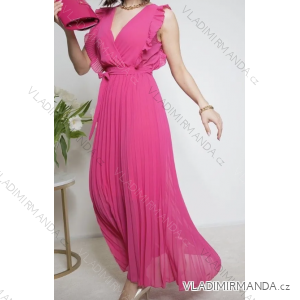 Women's Long Summer Elegant Pleated Sleeveless Dress (S/M ONE SIZE) ITALIAN FASHION IMPBB2313166x