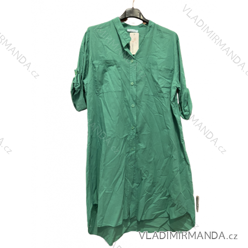 Oversized 3/4 Sleeve Women's Shirt Dress (XL/2XL ONE SIZE) ITALIAN FASHION IM723SEINA