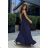 Women's Plus Size (42-46) Long Elegant Party Sleeveless Dress POLISH FASHION PMLBC23265-10 dark blue 40